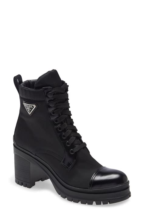 prada block heel combat boots